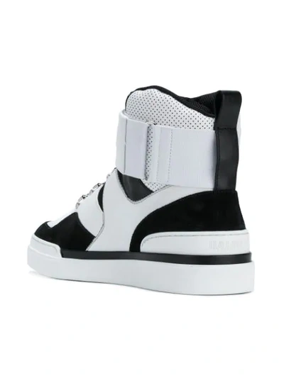 Shop Balmain Colourblock Hi-top Sneakers In White