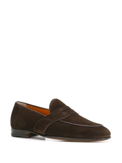 Shop Santoni Classic Loafers In Brown