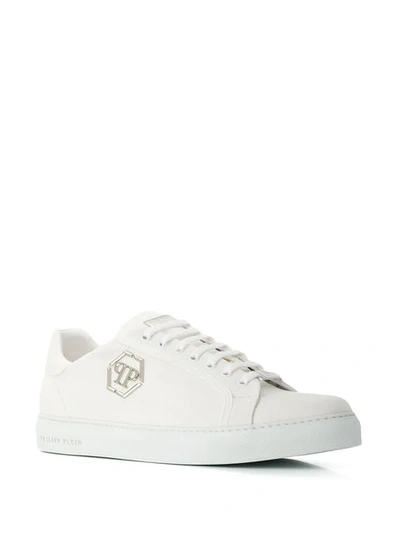 Shop Philipp Plein Logo Plaque Sneakers In White