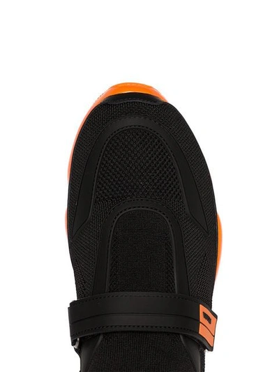 Shop Prada Black And Orange Cloudbust Sole Detail Sneakers