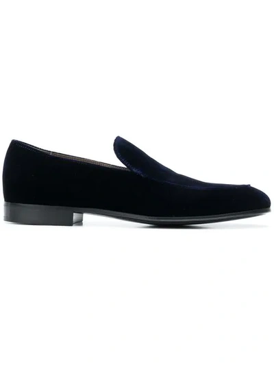 Shop Gianvito Rossi Velvet Loafers In Blue