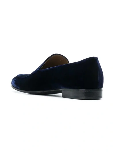 Shop Gianvito Rossi Velvet Loafers In Blue