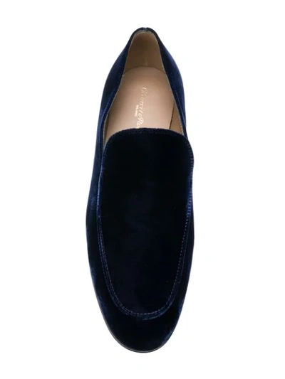 Shop Gianvito Rossi Velvet Loafers In Blue