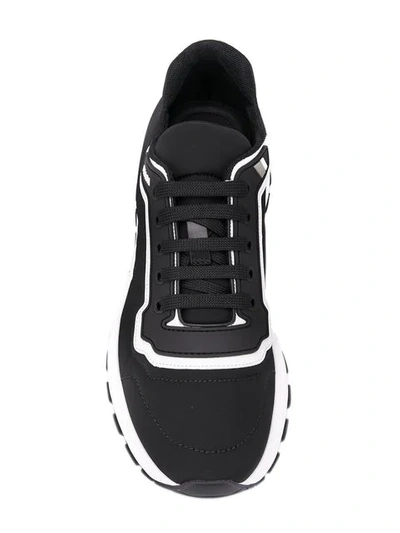 PRADA LOW-TOO LOGO SNEAKERS - 黑色