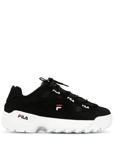 Shop Fila Logo Sneakers In Black