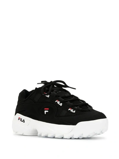 Shop Fila Logo Sneakers In Black