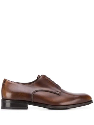 Shop Ferragamo Classic Derby Shoes In Marron