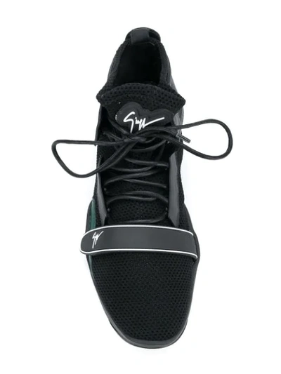 Shop Giuseppe Zanotti Split Sole Logo Strap Sneakers In Black
