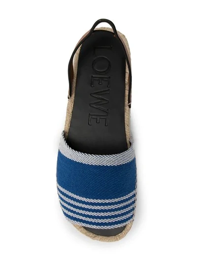 Shop Loewe Striped Slingback Espadrilles In Blue