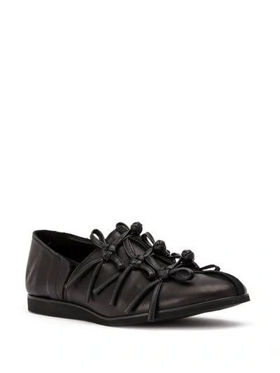 Shop Yohji Yamamoto Knotted Corded Loafers In Black