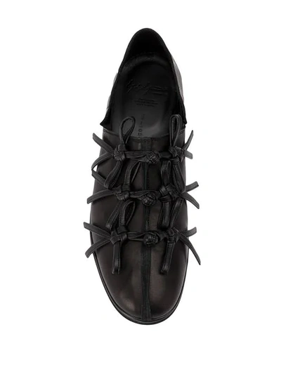 Shop Yohji Yamamoto Knotted Corded Loafers In Black
