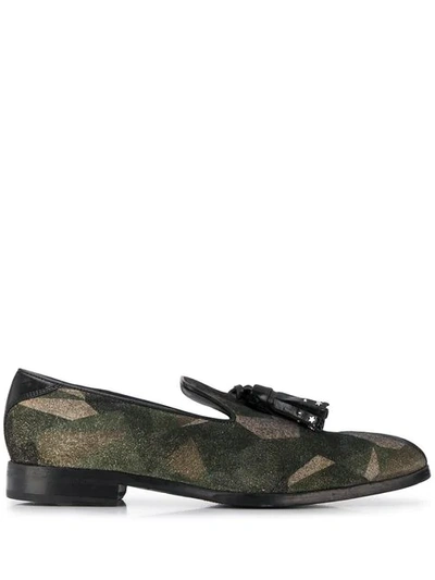 Shop Jimmy Choo Foxley Patchwork Loafers In Green