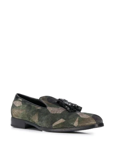 Shop Jimmy Choo Foxley Patchwork Loafers In Green