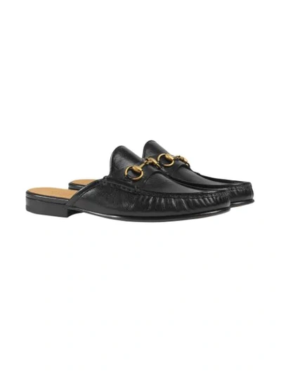 Shop Gucci Horsebit Leather Slipper In Black