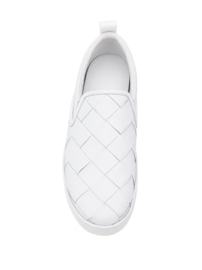 Shop Bottega Veneta Maxi Weave Slip-on Sneakers In White