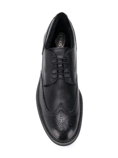 Shop Tod's Lined Oxford Brogues In Black