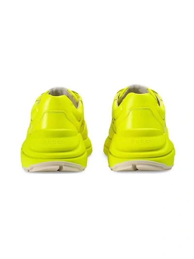 Shop Gucci Rhyton Fluorescent Leather Sneaker In Yellow