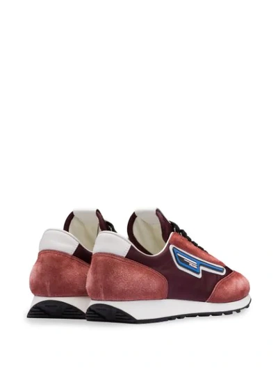Shop Prada Suede And Nylon Sneakers In Red