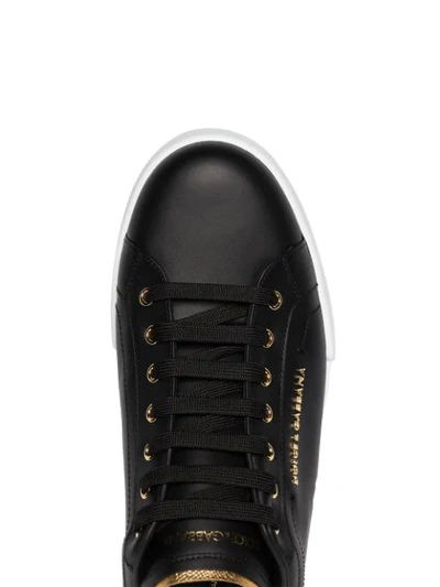 Shop Dolce & Gabbana Black Portofino Low-top Leather Sneakers