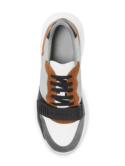 Shop Burberry Suede, Neoprene And Leather Sneakers In Grey