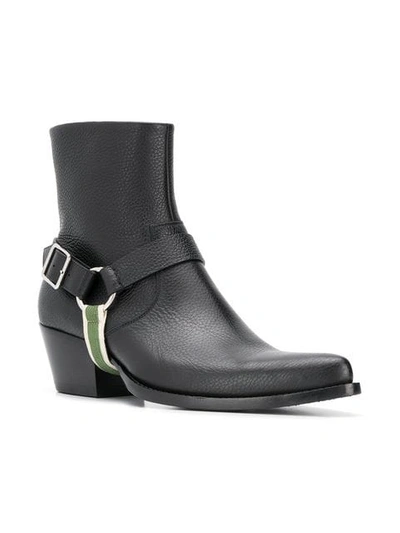 CALVIN KLEIN 205W39NYC TEXTURED ANKLE BOOTS - 黑色