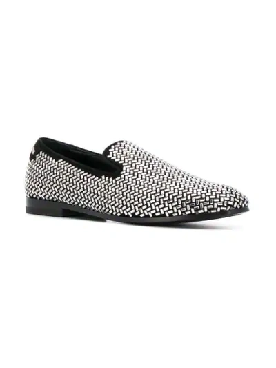 Shop Philipp Plein Luxury Man Embellished Loafers In Black
