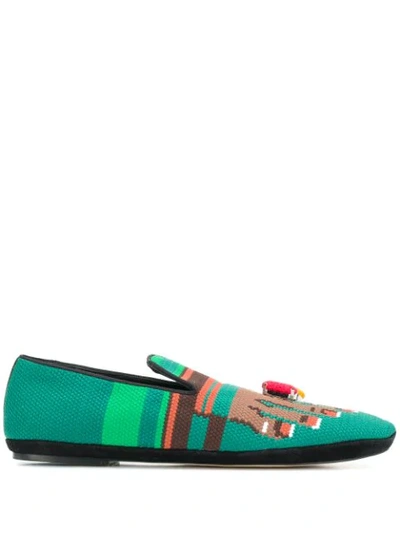 Shop Loewe Feet Woven Slippers In Green