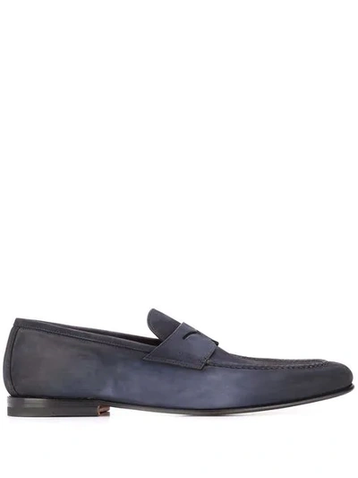 Shop Santoni Classic Loafers In Blue