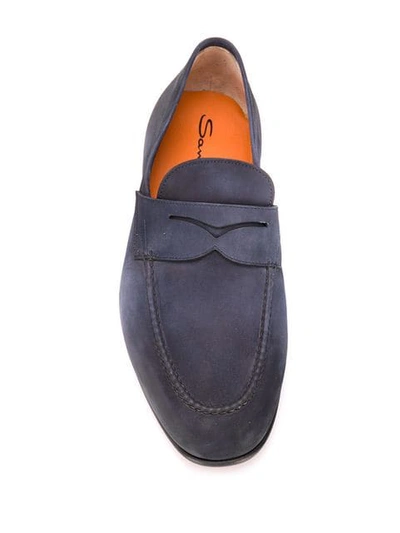 Shop Santoni Classic Loafers In Blue