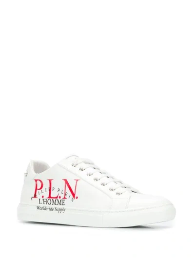 Shop Philipp Plein Pln Logo Low-top Trainers In White