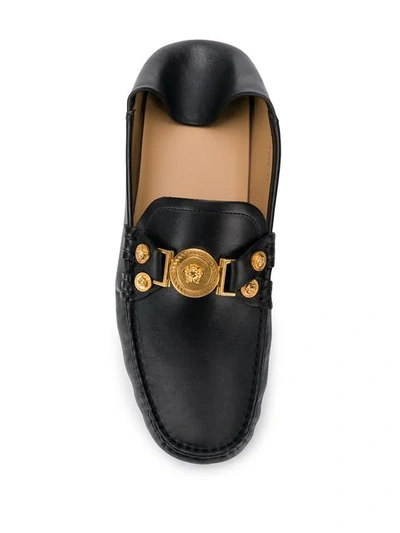 Shop Versace Medusa Medallion Leather Loafers In Black
