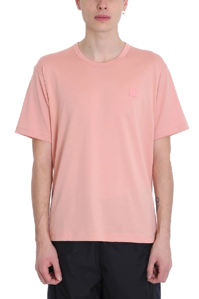 Shop Acne Studios Face Pink Cotton T-shirt In Rose-pink