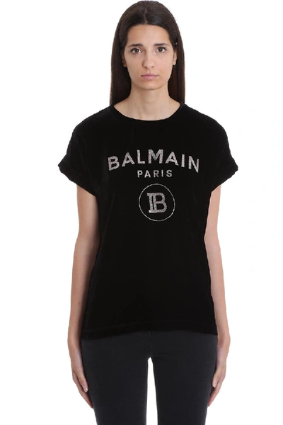 Shop Balmain T-shirt In Black Velvet
