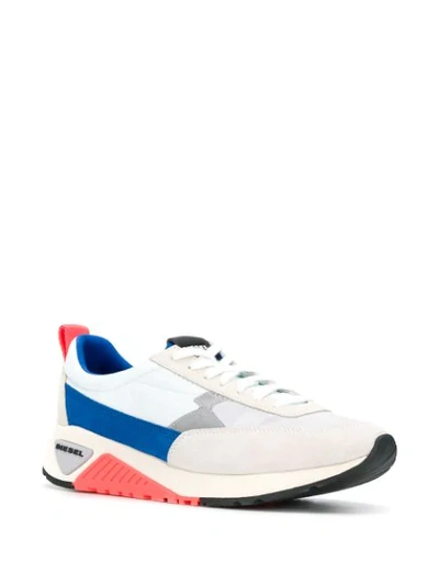 Shop Diesel Suede Panels Low-top Sneakers In White ,blue