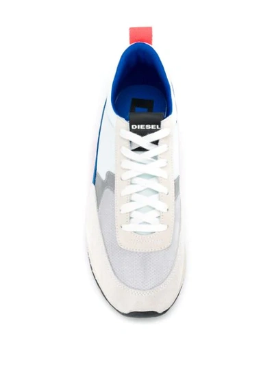 Shop Diesel Suede Panels Low-top Sneakers In White ,blue
