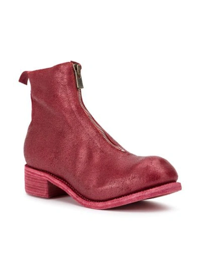 Guidi Coated Zip Ankle Boots In Red