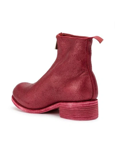 Guidi Coated Zip Ankle Boots In Red