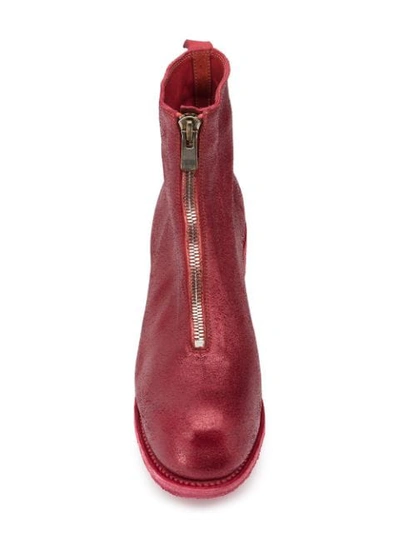 Guidi Coated Zip Ankle Boots In Red