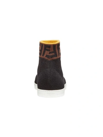 Shop Fendi Knit High-top Sneakers In Black