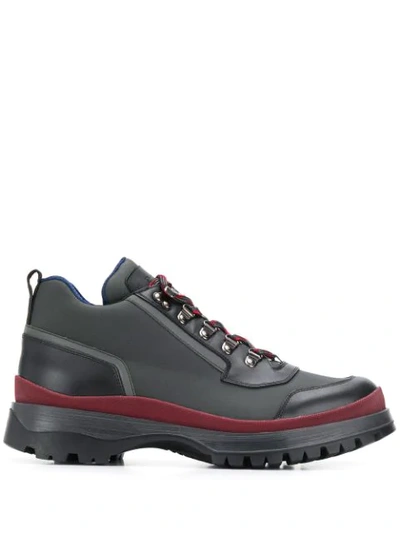 Shop Prada Lace-up Trekking Boots In Grey
