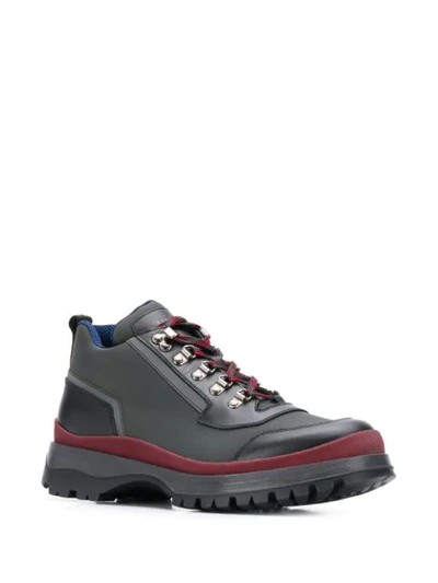 Shop Prada Lace-up Trekking Boots In Grey