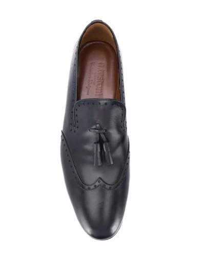 Shop A. Testoni' Perforated Tassel Trim Loafers In Blue