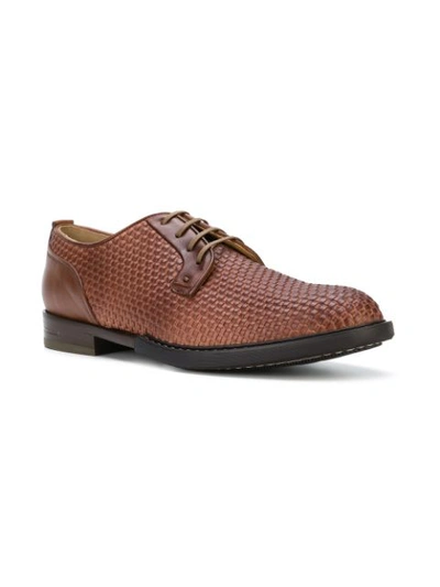 Shop Brimarts Woven Oxford Shoes In Brown