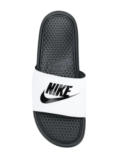 Shop Nike Logo Open-toe Slides In Black