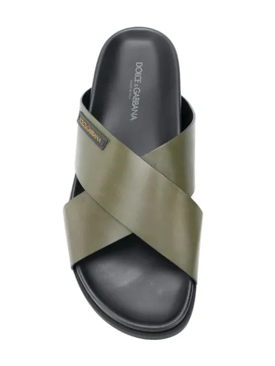 Shop Dolce & Gabbana Cross Strap Sandals In Green