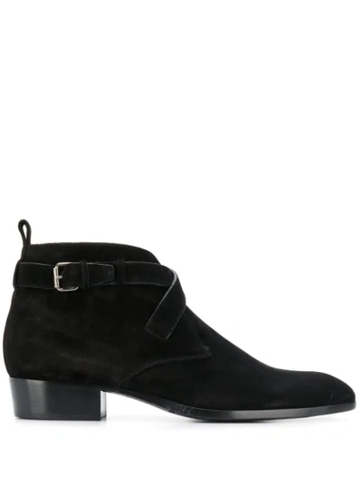 Shop Saint Laurent Lace-up Ankle Boots In Black
