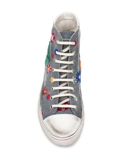 SAINT LAURENT BEDFORD TROPICAL-EMBROIDERED SNEAKERS - 灰色