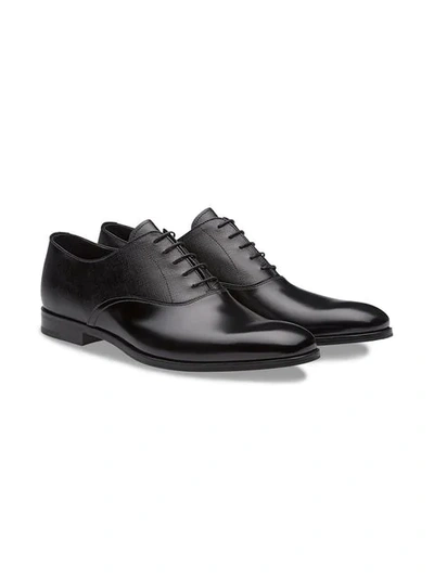 Shop Prada Dual-texture Oxford Shoes In Black