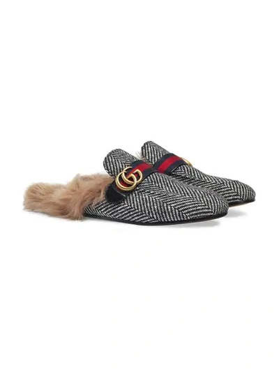 Shop Gucci Princetown Herringbone Slipper With Double G In Black