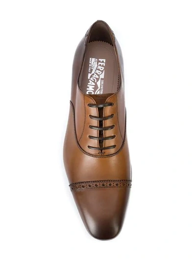 Shop Ferragamo Boston Quarter Brogues In Brown